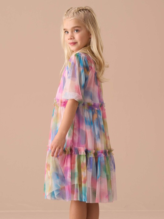 Tie and Dye Print A-Line Dress